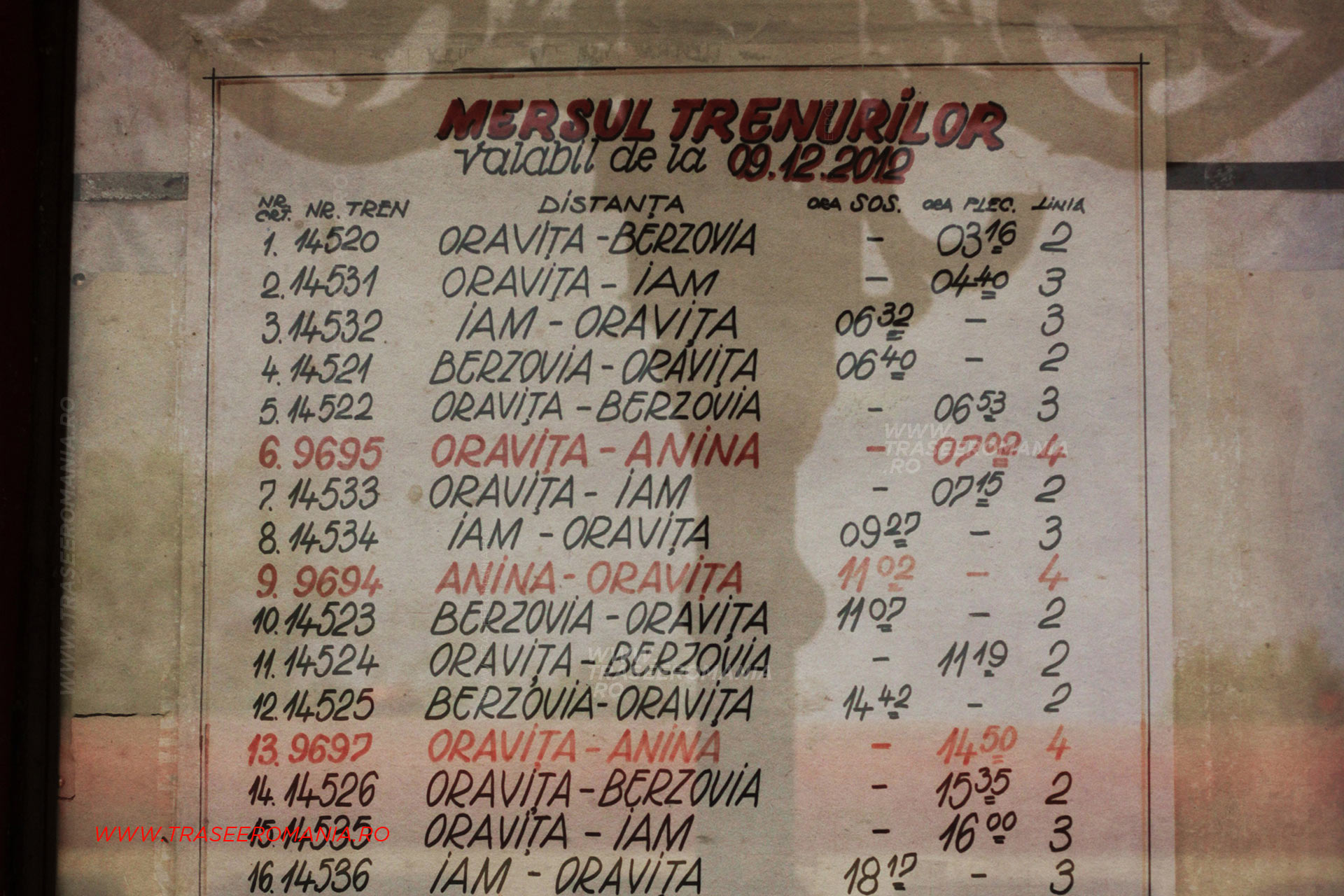 TRASEUL MONTAN DE CALE FERATA ANINA - ORAVITA